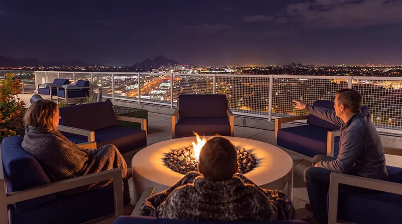 Luxury rooftop pool and spa with Camelback Mountain views